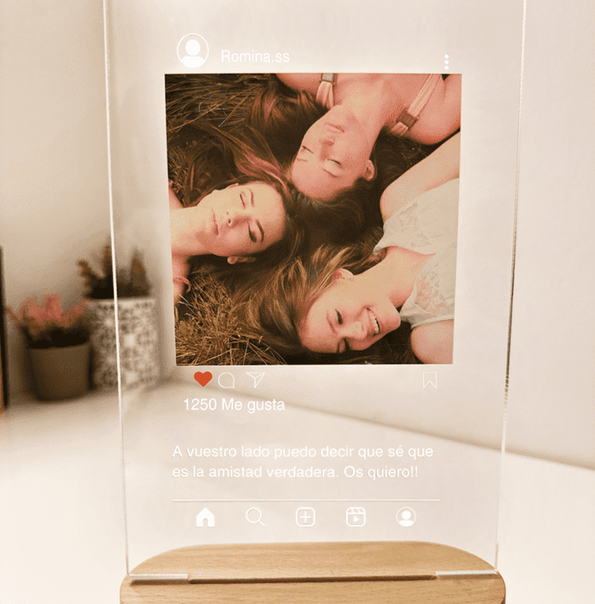 Lámpara personalizada estilo Instagram con base de luz