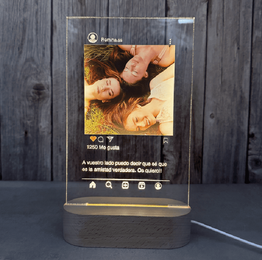 Lámpara personalizada estilo Instagram con base de luz
