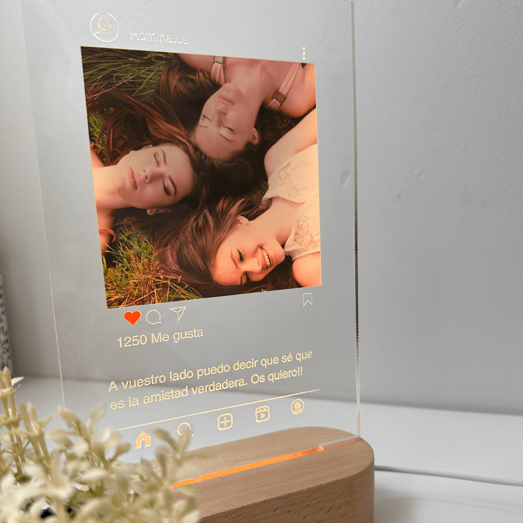 Lámpara personalizada estilo Instagram con base de luz