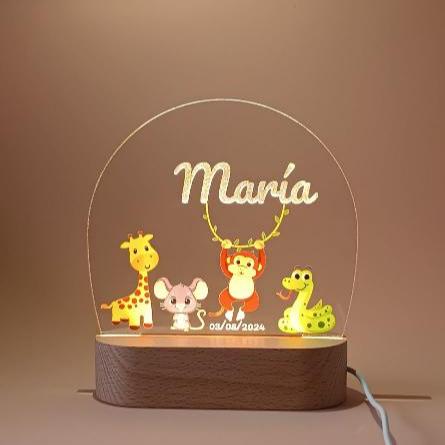 Lámpara quitamiedos personalizada con animalitos