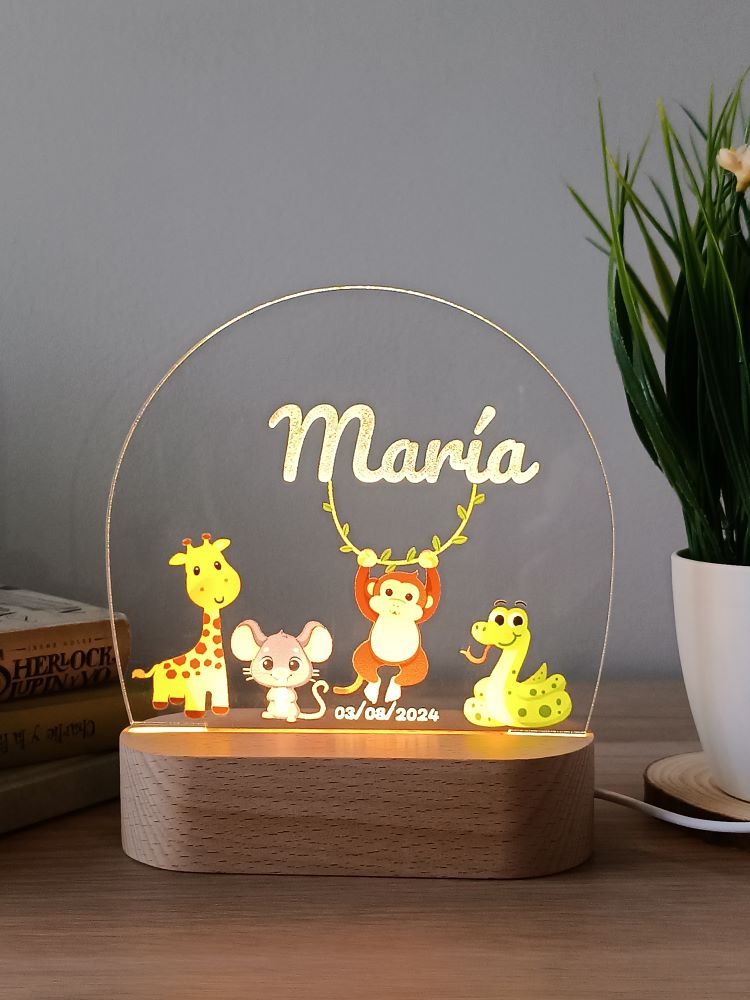 Lámpara quitamiedos personalizada con animalitos