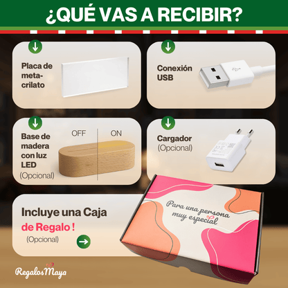 Lámpara Personalizada Navidad 3 Fotos, Diseño Árbol