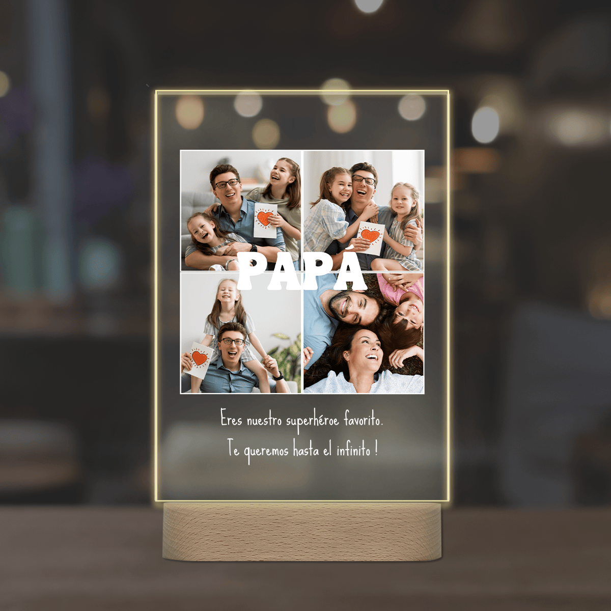 Lámpara personalizada 'Papá' con base de luz