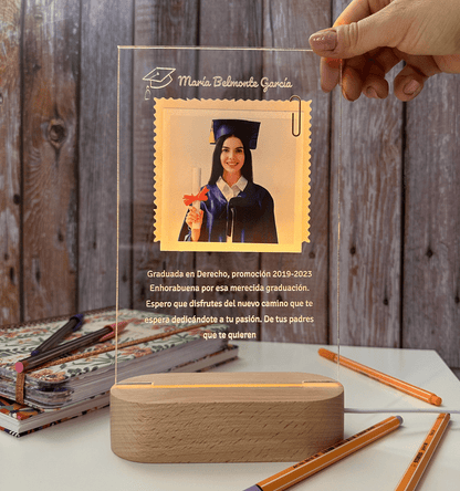 Lámpara personalizada graduados con foto y texto