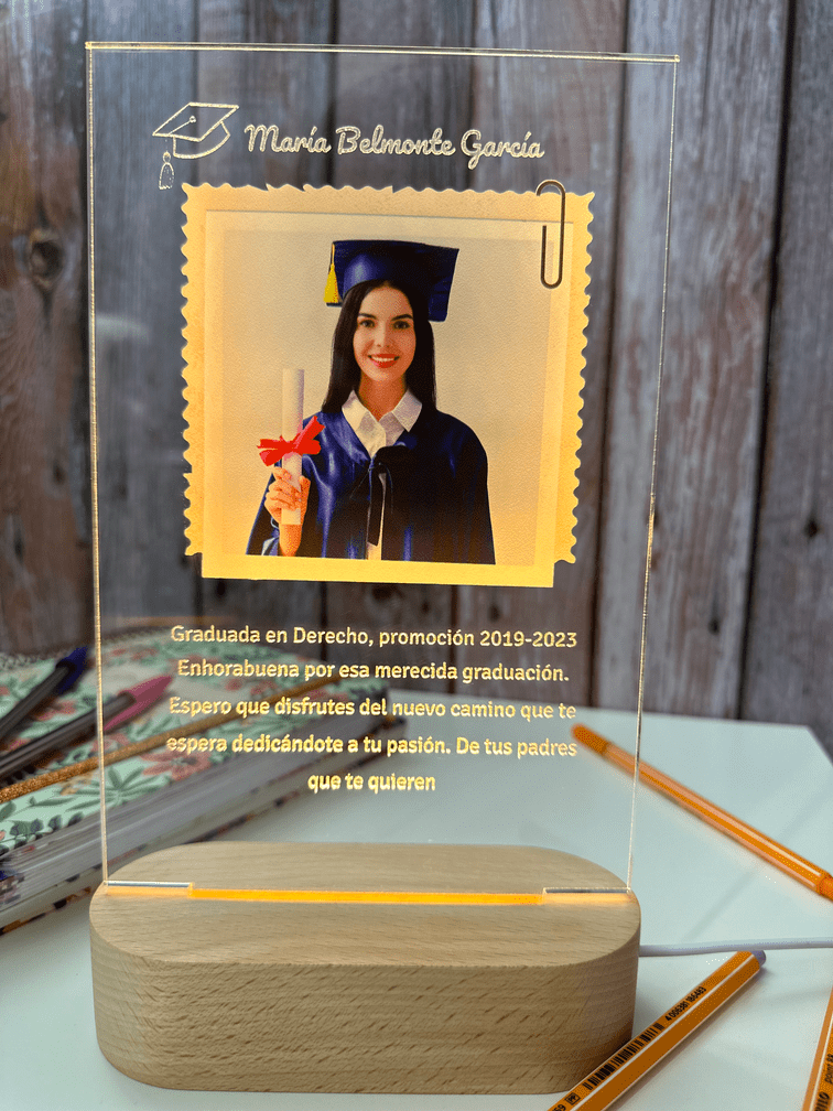 Lámpara personalizada graduados con foto y texto