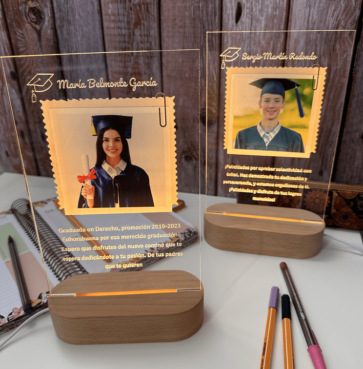 Lámpara personalizada graduados con foto y texto