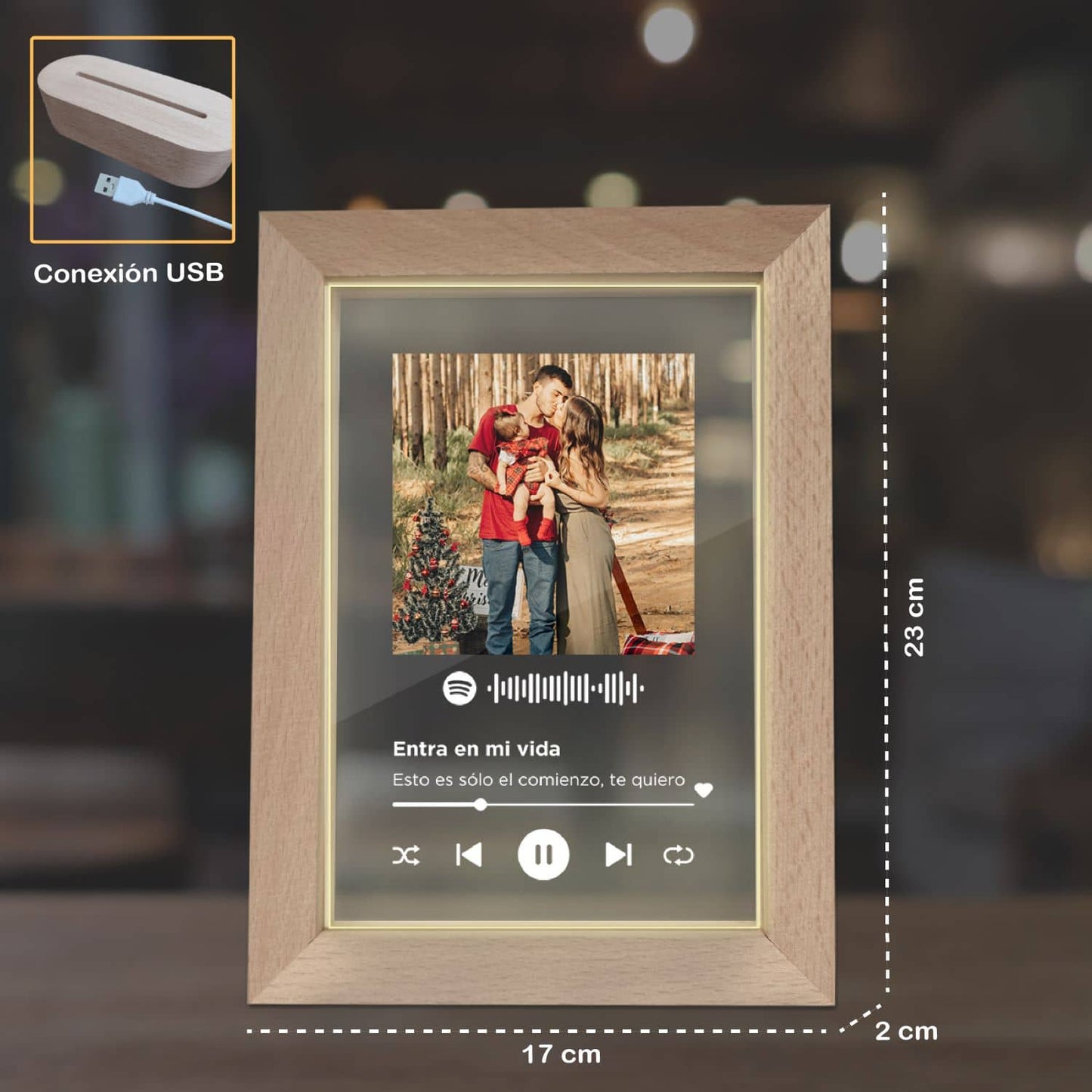 Lámpara personalizada Spotify con marco de luz