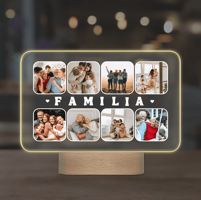 Lámpara personalizada FAMILIA horizontal con base de luz