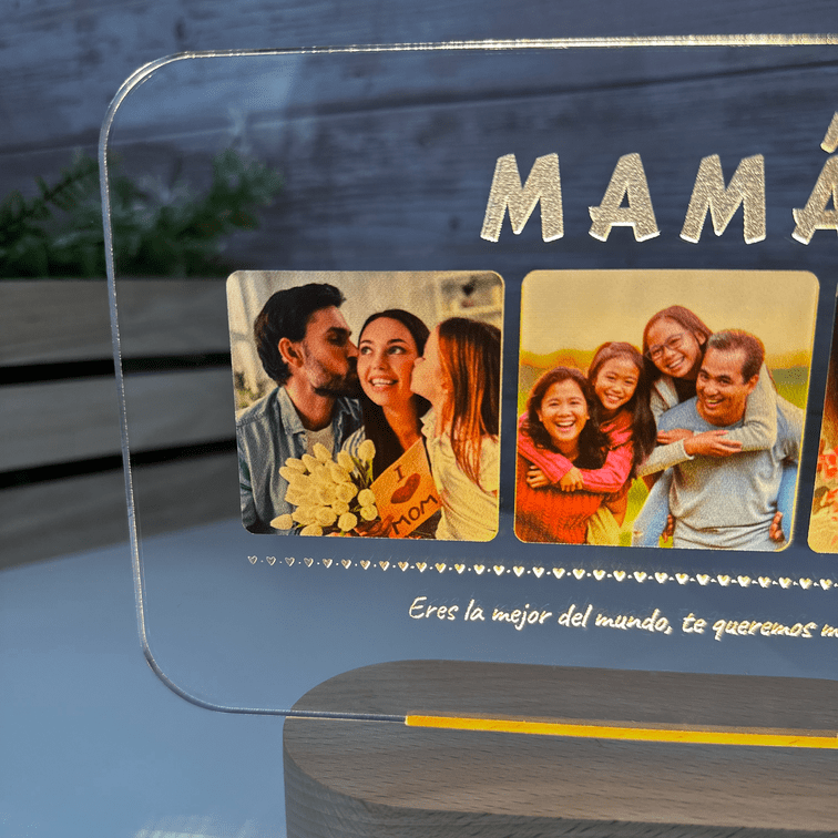 Lámpara personalizada MAMÁ horizontal con base de luz